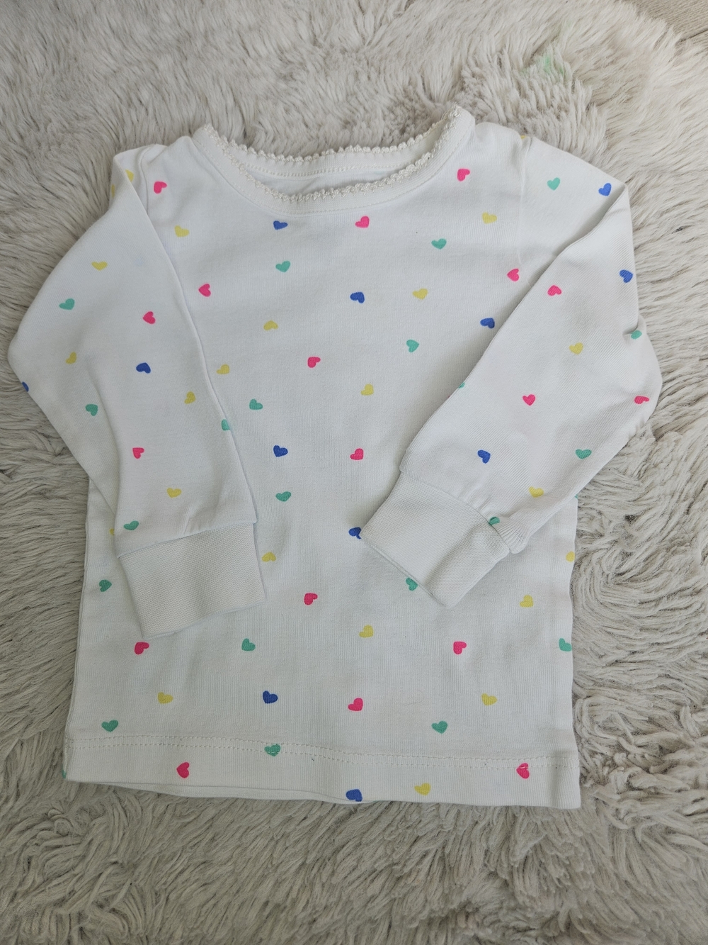 George White Multi-Color Heart Long Sleeve Top 12-18M🩷